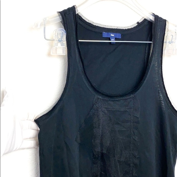 Gap Black Mesh Trim Ruffle Tank - Picture 5 of 7